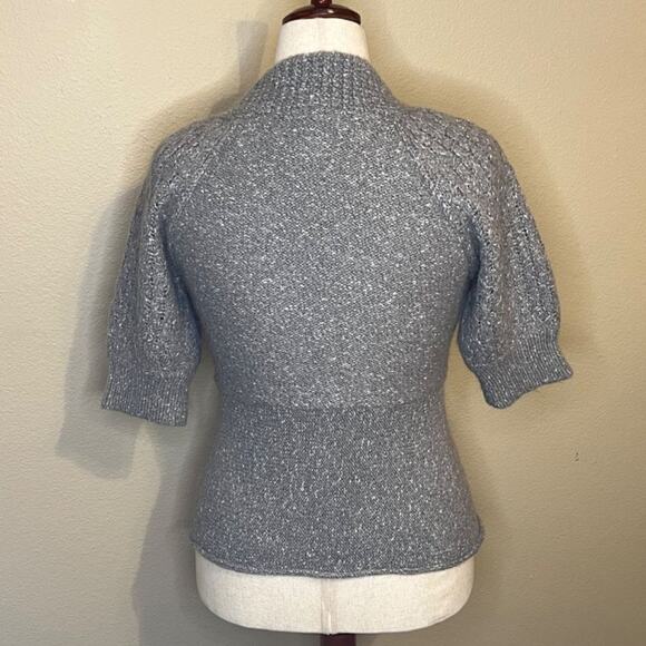 If it Were Me sweater gray wool alpaca blend short puff sleeve cardigan  Sz M - Picture 2 of 8